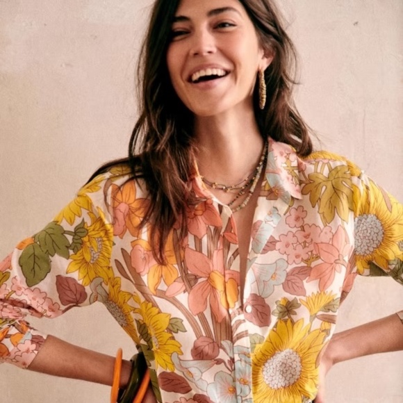 Sezane Pierro Shirt Boho 70s - Size 36 - Picture 1 of 5